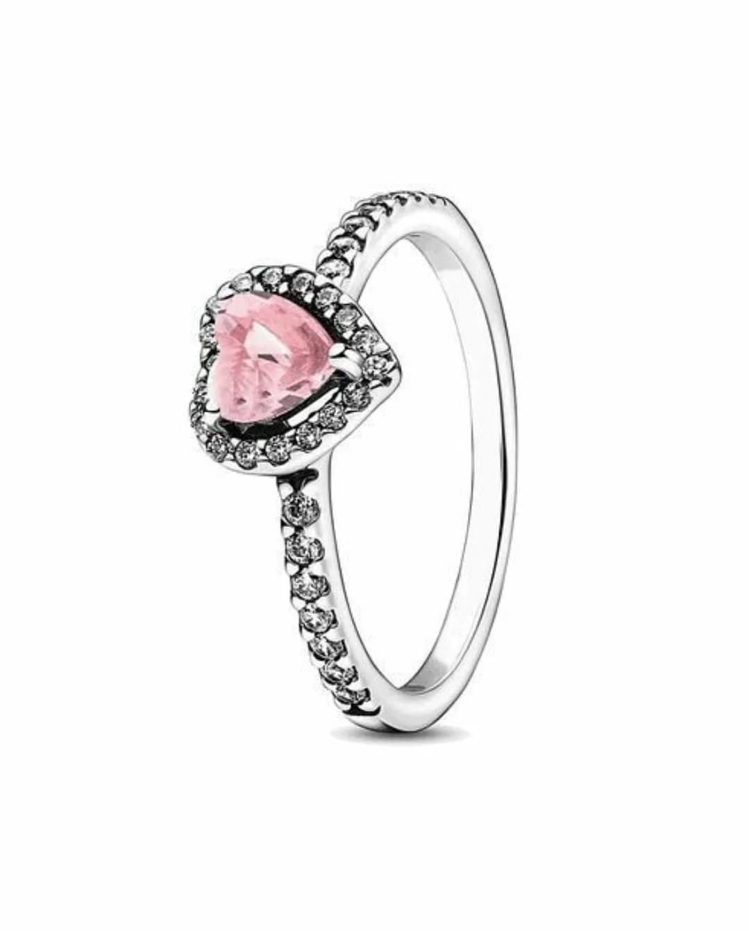 Silver Ring with Pink Heart