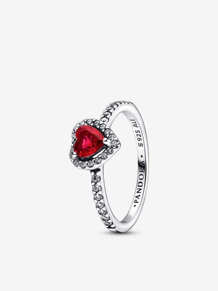 Silver Ring with Red Heart